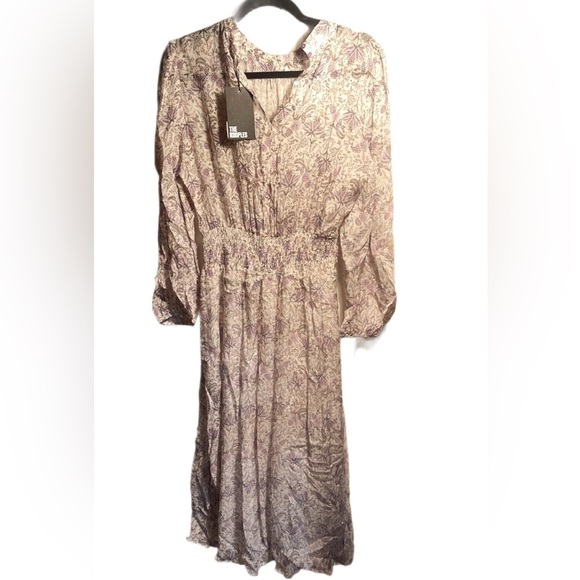 The Kooples Long Lilac and floral Printed Midi LS Dress in Ecru/Mauve Chalk 1 - Picture 2 of 5